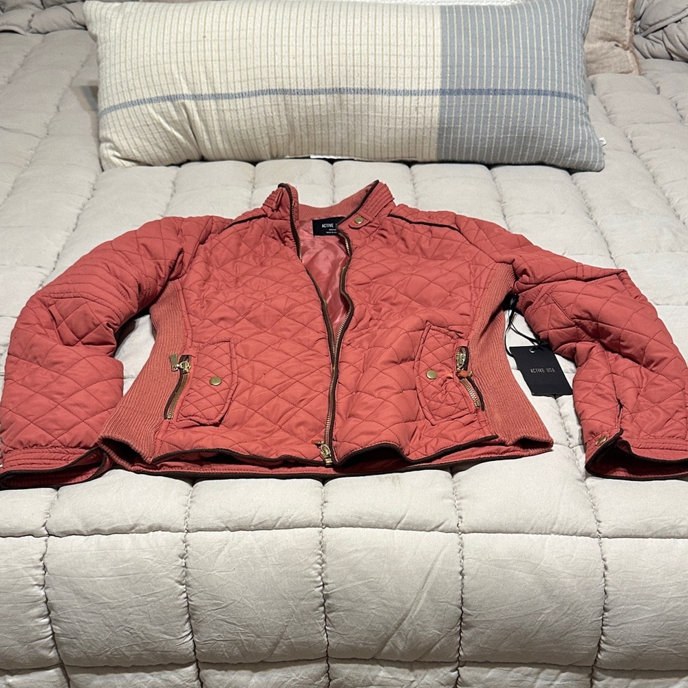 Active USA Women's Quilted Bomber Jacket in Rust